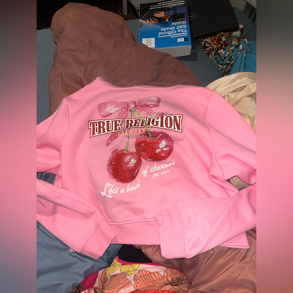 True Religion Pink Cherry Graphic Sweater